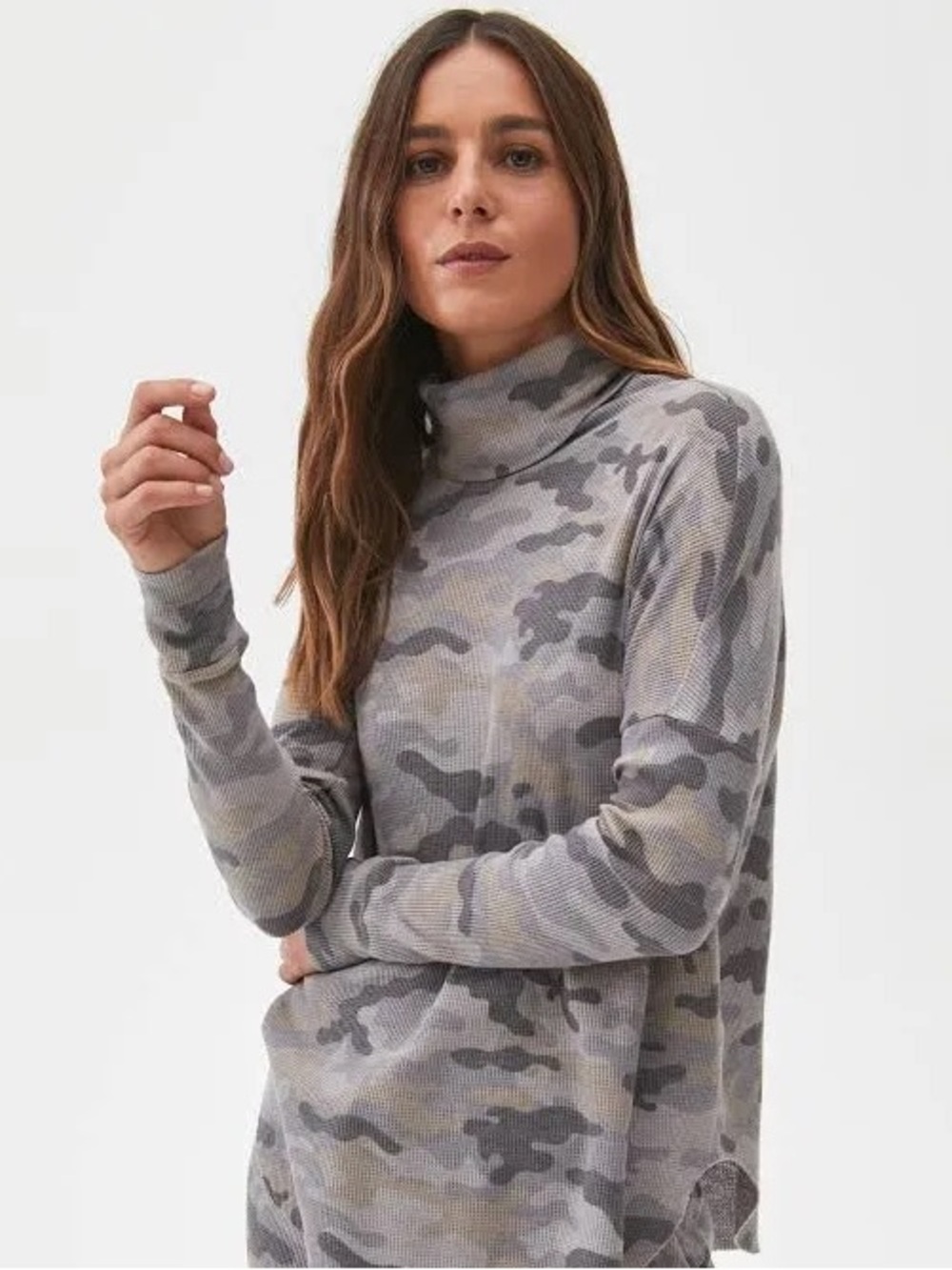 Michael Stars Marcy Camo Thermal Tunic Top